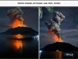 Sebanyak 838 Warga di Evakuasi, Gunung Ruang Sitaro Naik Level III Siaga